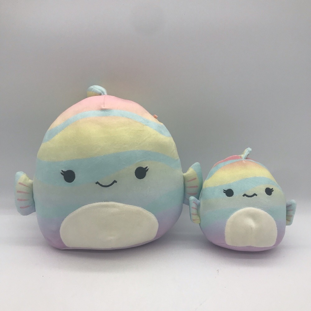 Original Squishmallows Lot Of 2 Canda The Rainbow Fish 8 Inches and 5 Inches